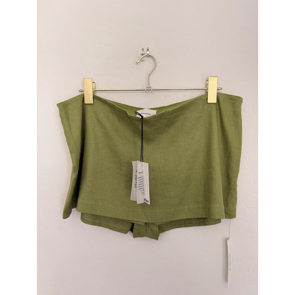 Reformation Mia Low Waist 100% Linen Minimalist Skort Avocado Green Size 12 NWT